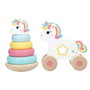 Color Baby - Arrastre Animaux en Bois avec Tours Empilables, 21.5x95x15 cm - Modèles Assortis