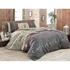 Parure de lit 2 pièces - Housse de couette 240x220 cm + 2 taies d'oreiller 60x60 cm - Coton/polyester (65/35) - Gris