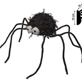 Araignée décorative noire avec yeux en peluche 10 cm - Décoration effrayante pour Halloween et fêtes