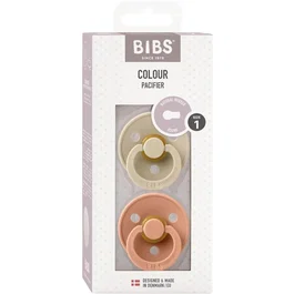 Bibs Sucette bébé Vanilla Peach - Embout rond - Pack de 2 - Caoutchouc naturel