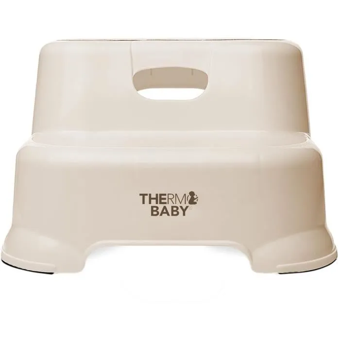 Thermobaby - Marchepied double réglable pour enfant dès 18 mois, antidérapant et portable - Support jusqu'à 150 kg - Coloris Mocha et Sea Salt