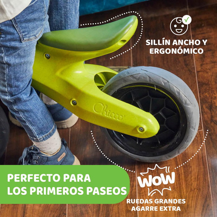 Chicco Draisienne Évolutive Éco Plus Vert - 80% Plastique Recyclé, Sans Pneu Crevable, pour Enfants de 18 Mois à 3 Ans - 00011055000000