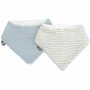 Domiva Lot de 2 bavoirs bandana Mousseline - Bleu Vintage Rayures