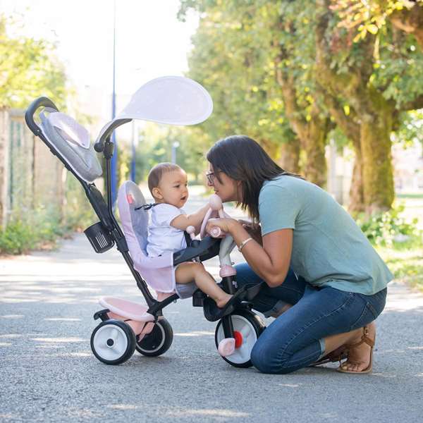 Smoby Triciclo baby drive confort rosa - Tricycle évolutif pour bébé à partir de 10 mois (101x68x52 cm)