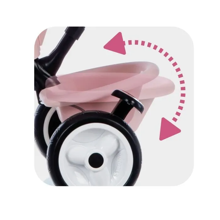 Smoby - Tricycle évolutif Baby Driver Plus Rose - De 10 mois à 3 ans et plus - Selle ajustable, roues silencieuses, conforme EN1888-1