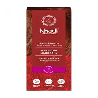 KHADI Khadi Henna Color Mahogany Caoba, teinture capillaire naturelle vegan 100g, Henné et plantes ayurvédiques pour cheveux, reflets châtain rougeâtre intense KHADI Khadi Henna Color Mahogany Caoba, teinture capillaire naturelle vegan 100g, Henné et plantes ayurvédiques pour cheveux, reflets châtain rougeâtre intense