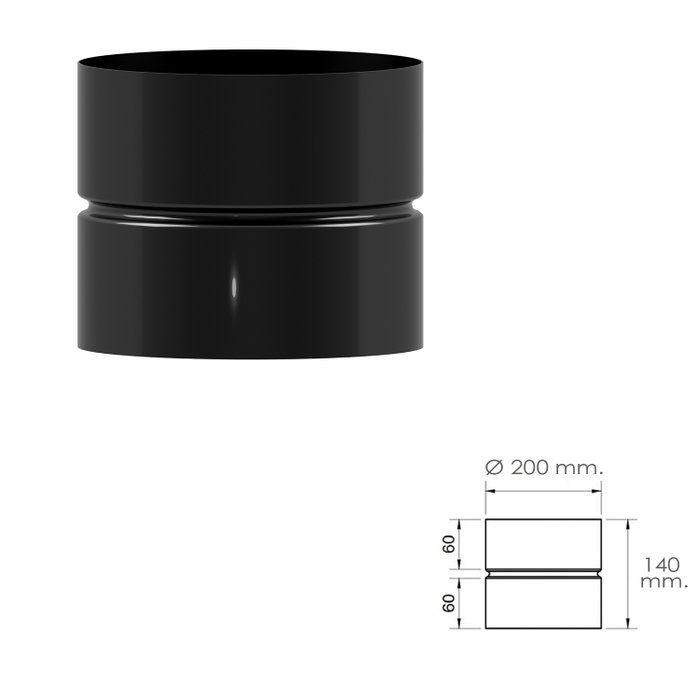 WOLFPACK LINEA PROFESIONAL Manchon d'union pour tubes de Ø 200 mm, noir vitrifié