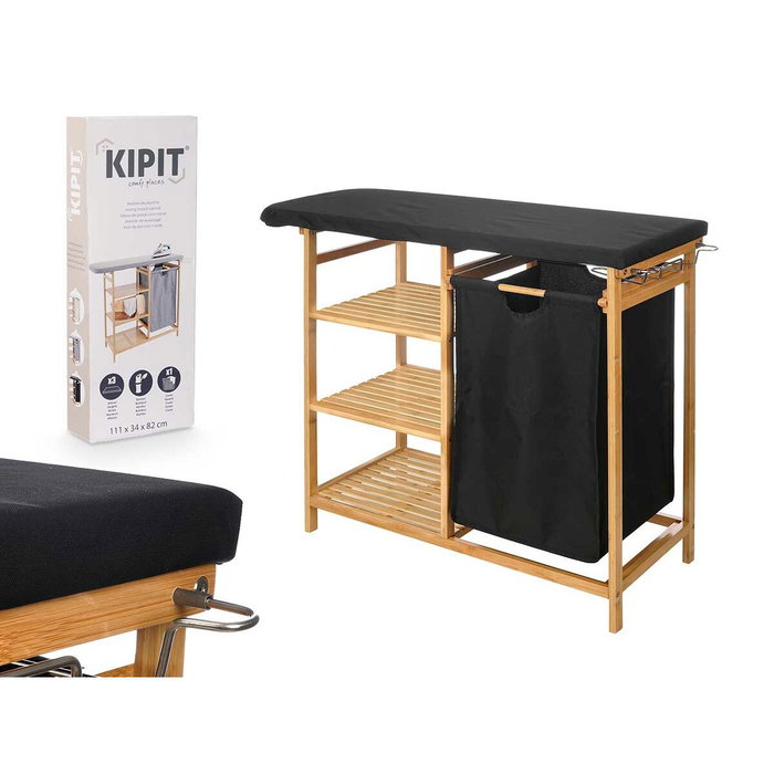 KIPIT Planchero Bambu Cajones Negro-Natural