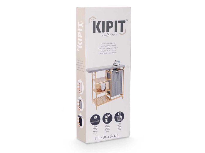 Kipit Planchero en Bambou avec Tiroirs Noir 89 x 125 x 34 cm
