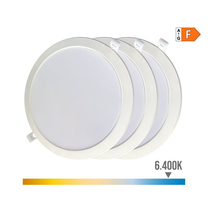 Edm Pack 3 Downlights LED 18W 6400K 1820lm Lumière Froide Encastrable Blanc 120° 360° IP20 Edm Pack 3 Downlights LED 18W 6400K 1820lm Lumière Froide Encastrable Blanc 120° 360° IP20