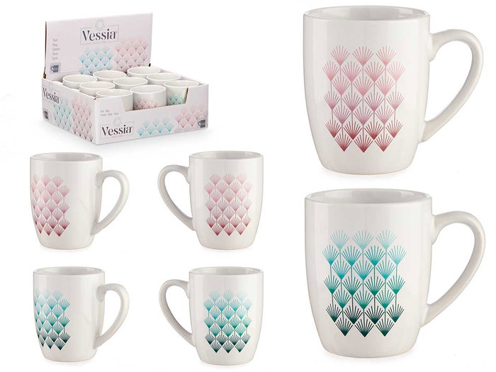 Vessia Tasse en Porcelaine Art Déco Design Assorti 12x10x8 cm 350 ml Blanc Noir Bleu Rose (Set de 27) Vessia Tasse en Porcelaine Art Déco Design Assorti 12x10x8 cm 350 ml Blanc Noir Bleu Rose (Set de 27)