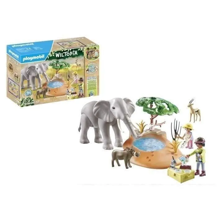 PLAYMOBIL 71294 Explorateurs avec animaux de la savane Wiltopia - 2 personnages, éléphant et accessoires - Jouet durable dès 4 ans