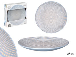 VESSIA Plat plat 27 cm avec gravure bleue, lot de 12 pièces
