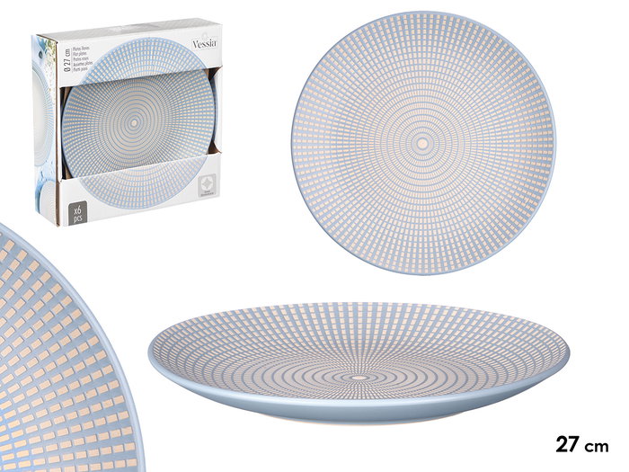 Vessia Assiette Plate 27 cm Bleu Céramique (Set de 12) Vessia Assiette Plate 27 cm Bleu Céramique (Set de 12)