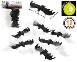 12 Batons Fluorescents Luminiscentes Glow in the Dark 11 cm, Decorations pour Halloween et Fetes Nocturnes, Accessoires pour Decor Murcielagos (Chauves-souris) - Multicolor