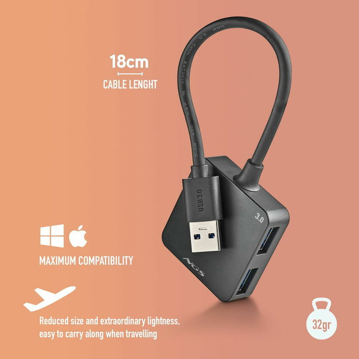 Hub USB NGS IHUB3.0TINY Noir