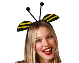 Serre-tête d'abeille avec ailes rayées noir et jaune pour femme adulte