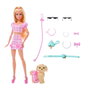 Barbie - Poupée Barbie Twinning Looks Blonde avec Chien et Accessoires - Jouet Mattel - Référence Jfp36 - Dès 3 ans