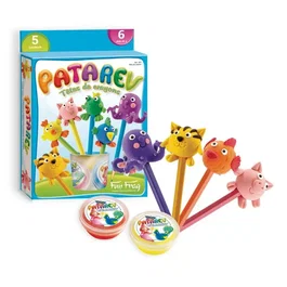 Sentosphere Patarev - Pâte à modeler pour crayons - 5 pots de couleur et 8 têtes d'animaux à créer - Activité créative pour enfants dès 6 ans