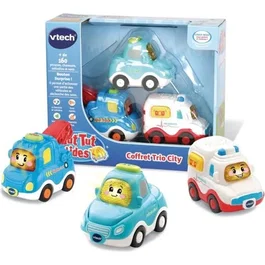 VTECH Tut Tut Bolides Coffret Trio City - Berline, Dépanneuse, Ambulance - Véhicules Lumineux et Parlants pour Enfants - Langue Française