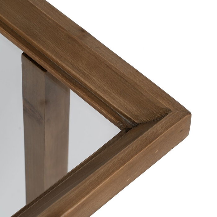 BigBuy Home Table d'appoint Naturel Verre trempé Bois d'épicéa