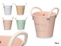 Ibergarden Macetero Métal et Corde avec Anses Blanches Diam 13 - 18x16x13 cm - Assorti Aléatoirement (Blanc, Beige, Rose, Vert) (Set de 36)
