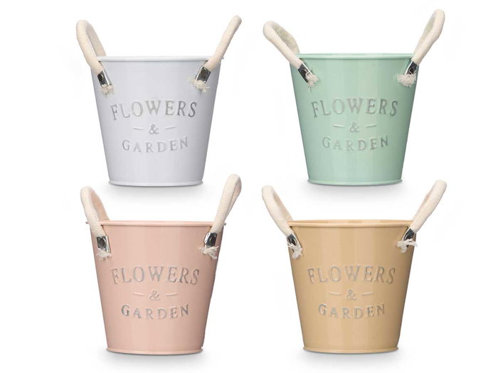 Ibergarden Macetero Métal et Corde avec Anses Blanches Diam 13 - 18x16x13 cm - Assorti Aléatoirement (Blanc, Beige, Rose, Vert) (Set de 36) Ibergarden Macetero Métal et Corde avec Anses Blanches Diam 13 - 18x16x13 cm - Assorti Aléatoirement (Blanc, Beige, Rose, Vert) (Set de 36)