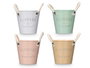 Ibergarden Macetero Métal et Corde avec Anses Blanches Diam 13 - 18x16x13 cm - Assorti Aléatoirement (Blanc, Beige, Rose, Vert) (Set de 36)