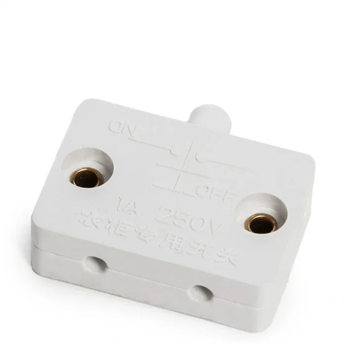 Interrupteur pour Armoire avec Bouton, Normalement Fermé, Blanc, Plastique, 250VAC/1A