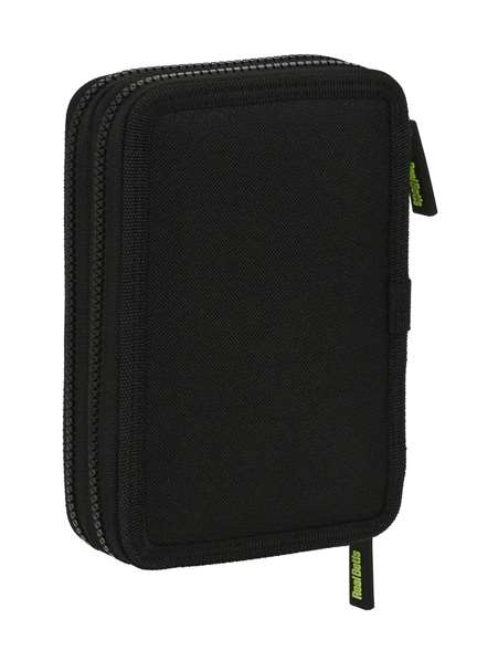 Safta Plumier double poche 28 pièces Real Betis Balompié pour enfants 3 ans en polyester 600D noir et vert lime 12.5x19.5x4 cm