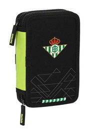 Safta Plumier double poche 28 pièces Real Betis Balompié pour enfants 3 ans en polyester 600D noir et vert lime 12.5x19.5x4 cm