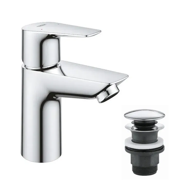 GROHE 23898001 Mitigeur de lavabo monocommande Start Edge, chromé, taille S, technologie Économie d'eau et Brillance Longue durée