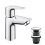 GROHE 23898001 Mitigeur de lavabo monocommande Start Edge, chromé, taille S, technologie Économie d'eau et Brillance Longue durée