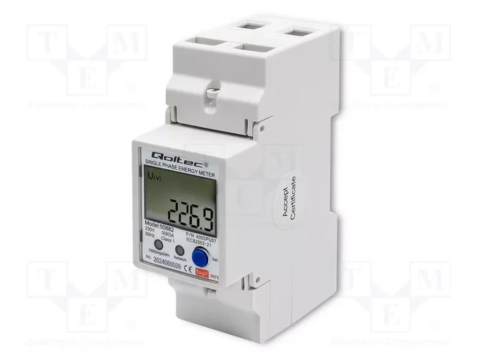 QOLTEC Compteur d'électricité numérique monophasé LCD pour rail DIN QOLTEC Compteur d'électricité numérique monophasé LCD pour rail DIN