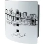 BURG-WÄCHTER Coffre-fort mural 6204/10 avec motif Skyline New York, porte en acier inoxydable, fermeture magnétique, boîtier acier galvanisé noir