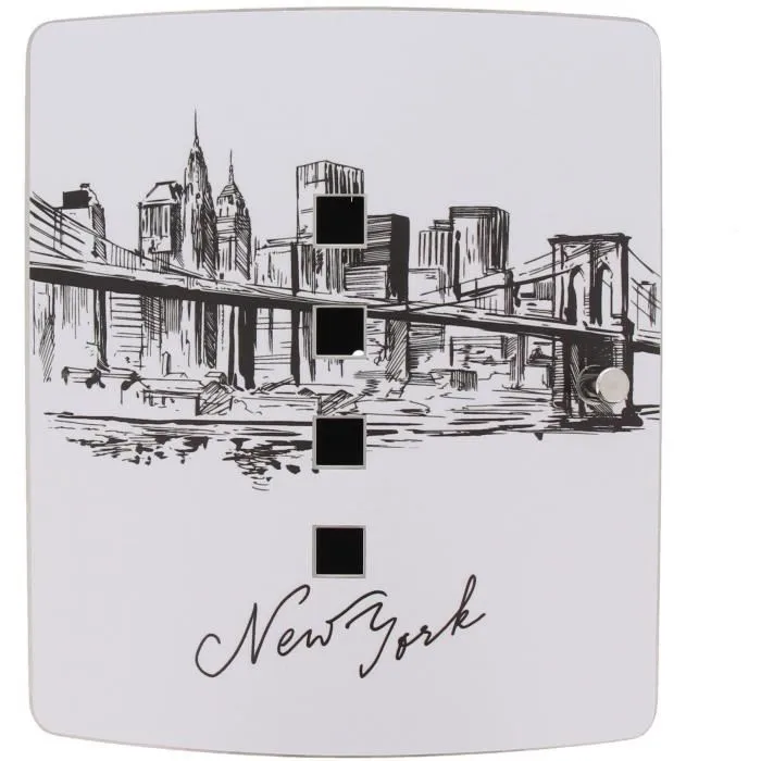 BURG-WÄCHTER Coffre-fort mural 6204/10 avec motif Skyline New York, porte en acier inoxydable, fermeture magnétique, boîtier acier galvanisé noir