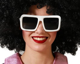 Atosa Lunettes Carrées Blanches en Plastique pour Déguisement Rétro