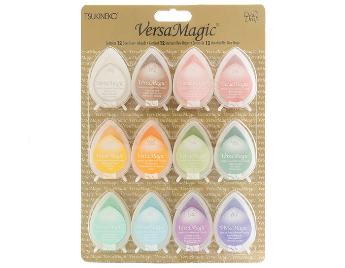 Tsukineko Set VERSAMAGIC 12 tampons encreurs couleurs pastel effet craie Tsukineko Set VERSAMAGIC 12 tampons encreurs couleurs pastel effet craie