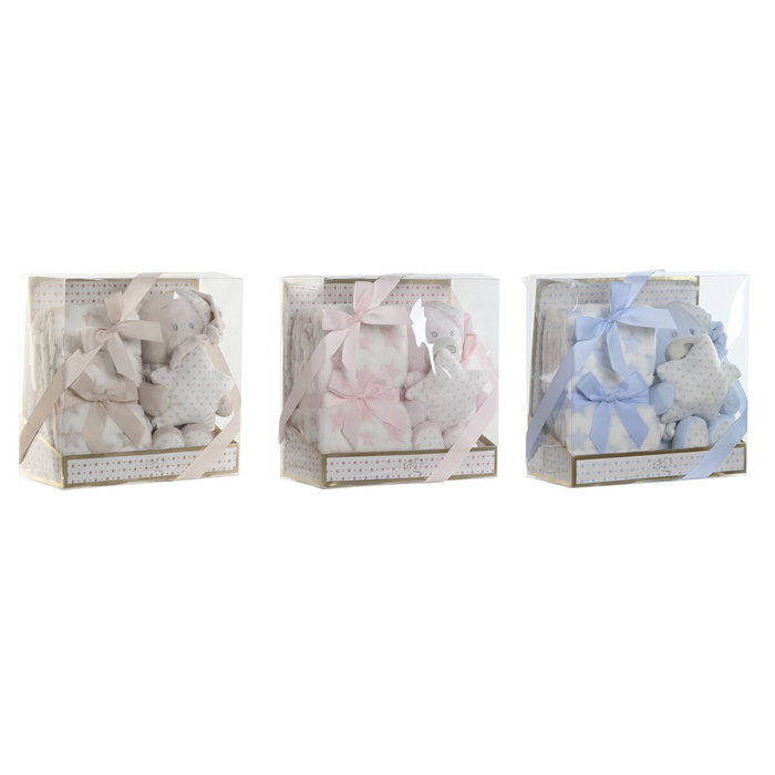Coffret Bébé Home ESPRIT Bleu Beige Rose Polyester (3 Unités)