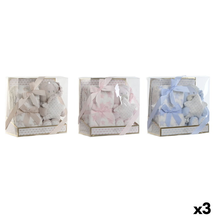 Coffret Bébé Home ESPRIT Bleu Beige Rose Polyester (3 Unités)