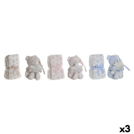 Coffret Bébé Home ESPRIT Bleu Beige Rose Polyester (3 Unités)