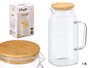 VIVALTO Carafe carrée en borosilicate avec couvercle en bambou 1,5L