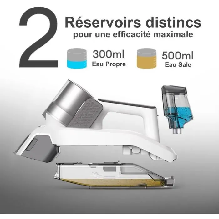 Eziclean Shampouineuse sans fil EZICLEAN SPOT REMOVER W100 - Aspiration 15000 Pa - Autonomie 20 min - Réservoir 0.5 L - 60 W - Blanc/Gris Eziclean Shampouineuse sans fil EZICLEAN SPOT REMOVER W100 - Aspiration 15000 Pa - Autonomie 20 min - Réservoir 0.5 L - 60 W - Blanc/Gris
