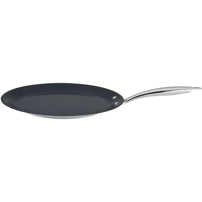 Arthur Martin AM7248 Crêpière Grand Chef en Inox 18/10 Ø28 cm, Revêtement Céramique Antiadhésif, Compatible Tous Feux Dont Induction