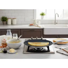 Arthur Martin AM7248 Crêpière Grand Chef en Inox 18/10 Ø28 cm, Revêtement Céramique Antiadhésif, Compatible Tous Feux Dont Induction