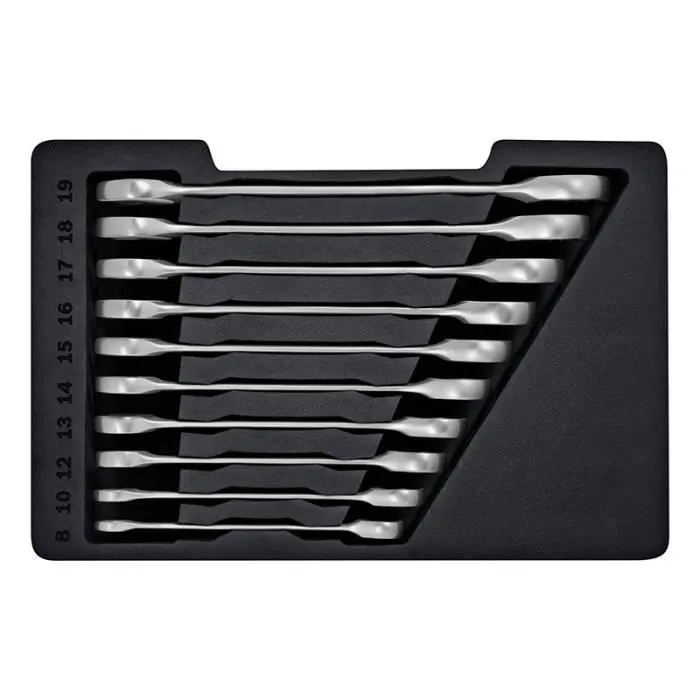 Bosch Professional Set de Clés Plates Mixtes à Cliquet, Acier Chrome-Vanadium, Profil Bihexagonal (12 Pans)