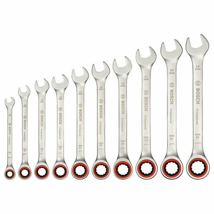 Bosch Professional Jeu de 10 clés mixtes à cliquet Bosch Professional Jeu de 10 clés mixtes à cliquet