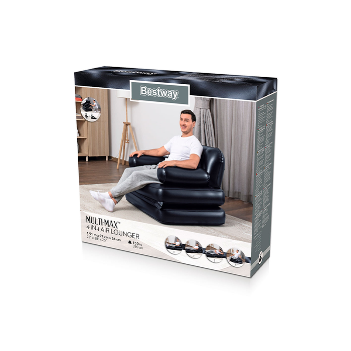Bestway 75114 Sillon Gonflable 4 Positions Noir 191x38x25 cm Bestway 75114 Sillon Gonflable 4 Positions Noir 191x38x25 cm