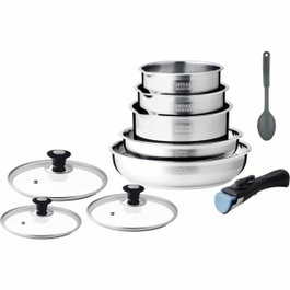 Arthur Martin Batterie de cuisine AM4485 10 pièces en acier inoxydable