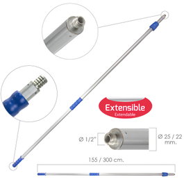 WOLFPACK LINEA PROFESIONAL Manche Métallique Extensible pour Brosse Lave-Camions 155/300 cm
